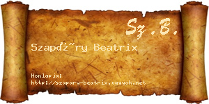Szapáry Beatrix névjegykártya